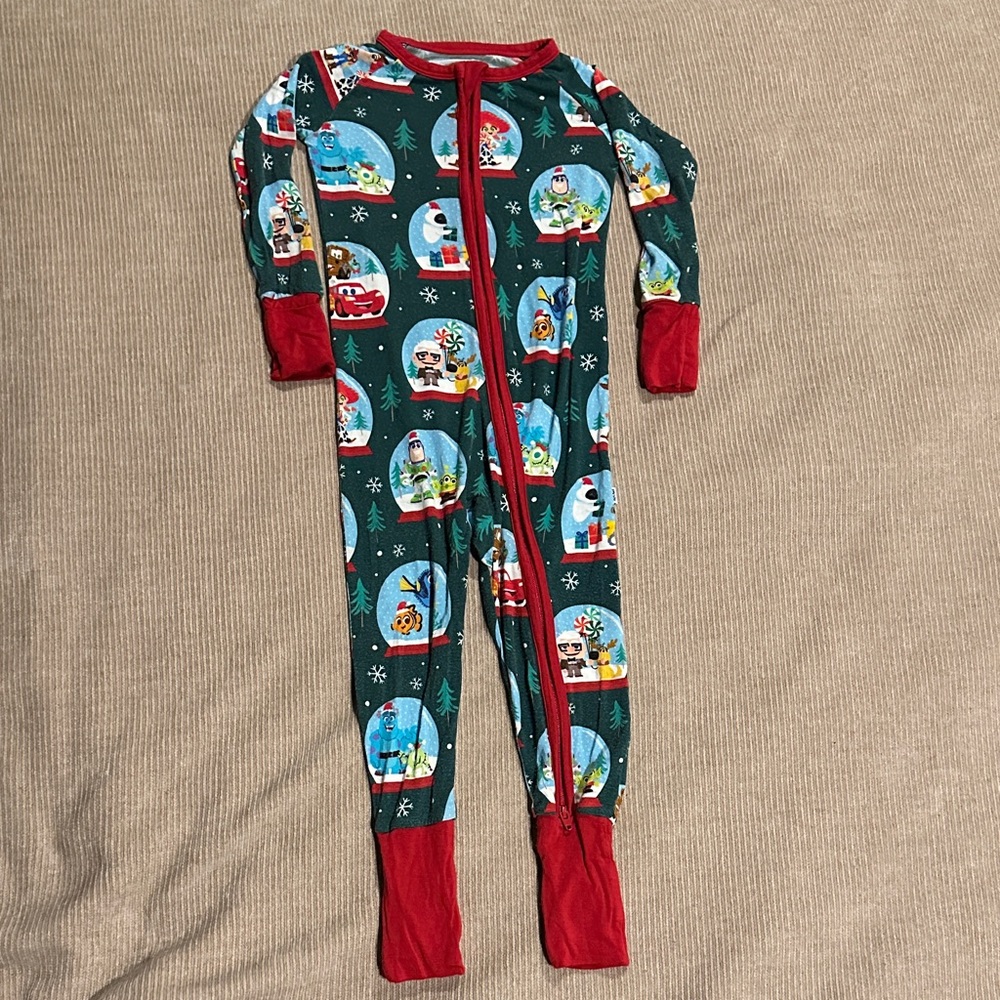 Little Sleepies Festive Green and Red Kids Footie